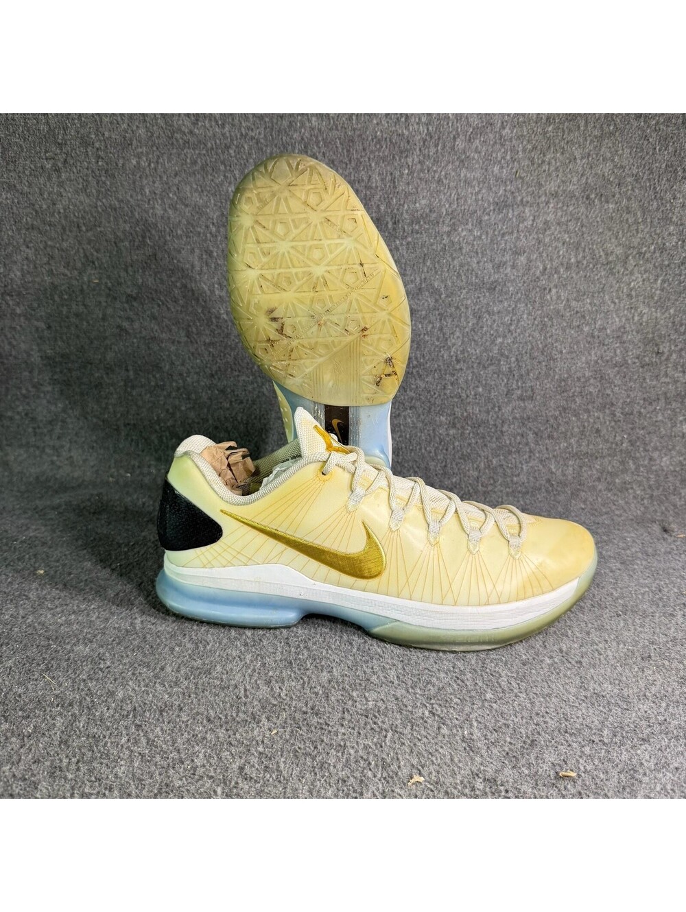 Nike KD V Elite Shoes Mens Size 13 Metallic Gold Black White Sneakers 585385-700